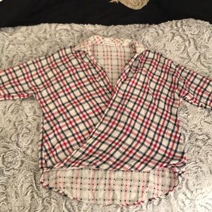 Plaid drape top